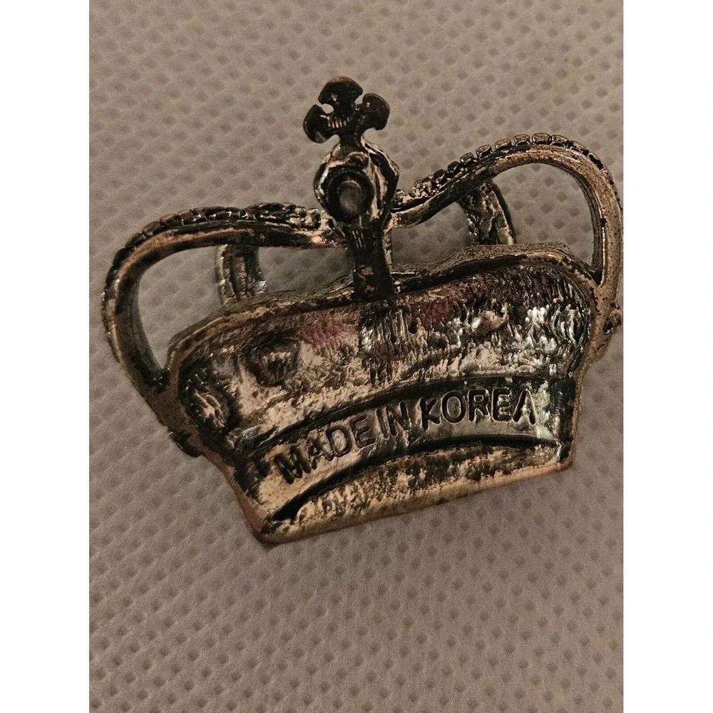 Vintage Made in Korea Crown Brooch Made With AB Crystals Royal Queen‎ Pin